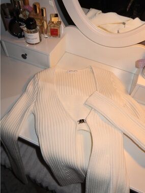 Manière De Voir 3-in-1 Knit Overlay Bandeau Cardigan - Off White XS